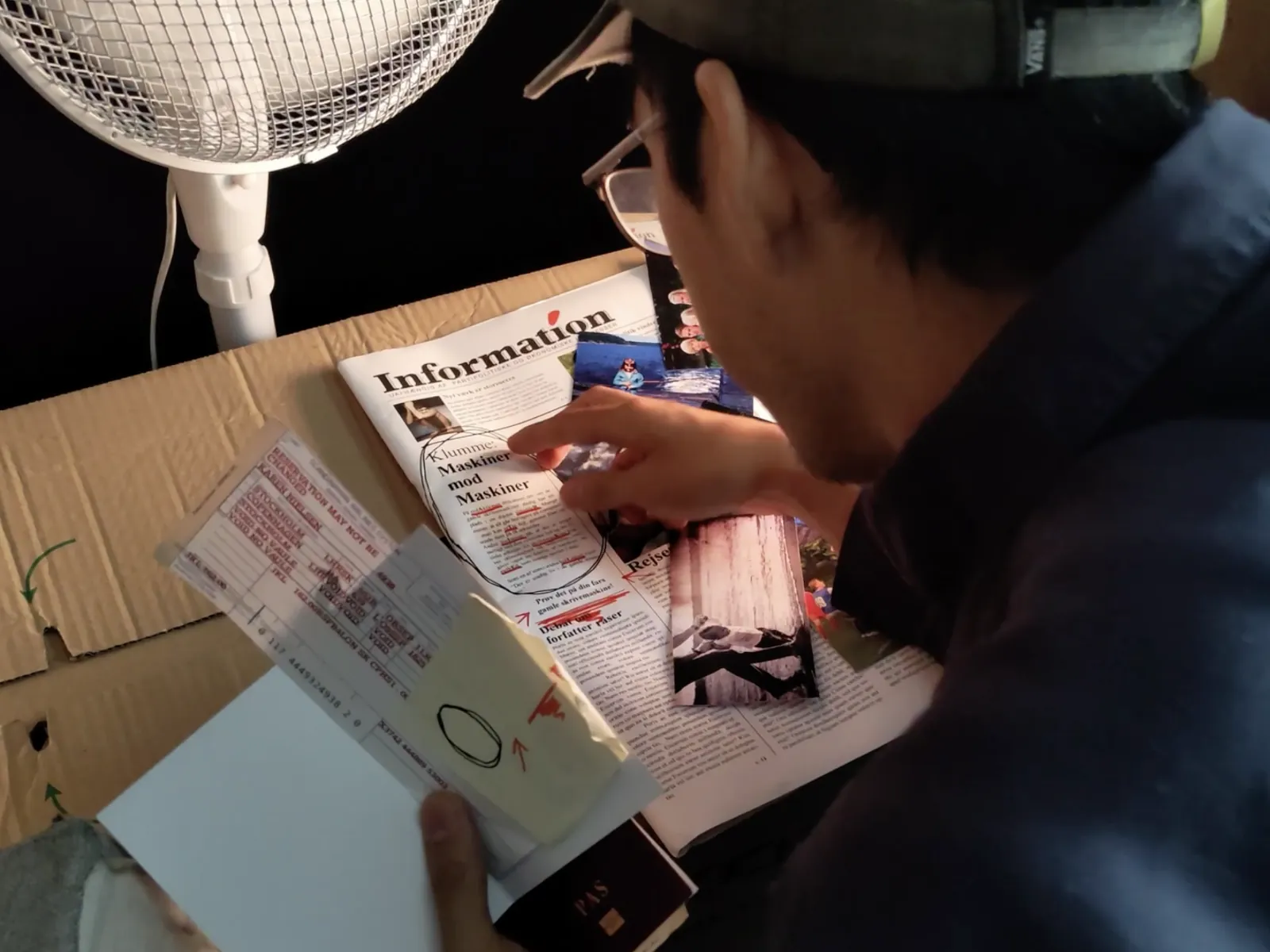 participant solving task in interactive installation